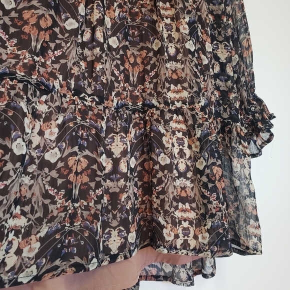 Dress Forum Neutral Long Sleeve Midi Dress Tiered Ruffled  Flowy - Picture 10 of 13